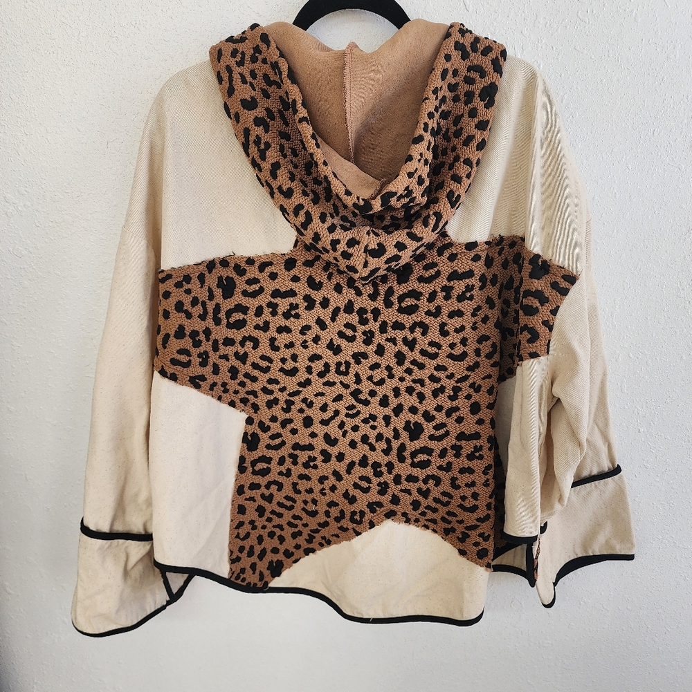 Bibi NWT Day Break Leopard Jacket Spatchwork Star… - image 3